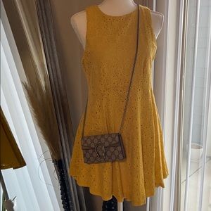 Haute Monde Yellow Floral Lace dress NWOT